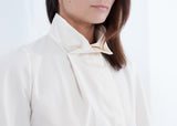 Full Collar Poplin Blouse in Off White