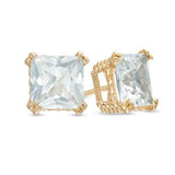 Asscher-Cut White Sapphire Stud Hoops