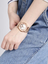 Arumkick Rose Gold-Toned & White Analogue Watch