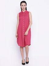 Rosyalps Pink Sleeveless Shirt Dress