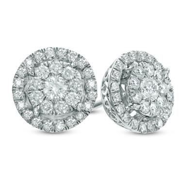 Double Halo Diamond Stud Hoops